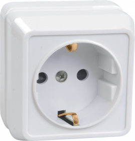 Розетка откр.установки 1-мест с/з белая Октава IEK