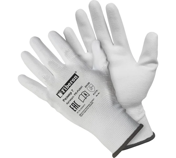 Перчатки полиэстер д/точн.работ белые S Fiberon