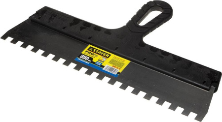 Шпатель зубчатый нержавеющий 350ммх0,3мм зуб 10х10мм Stayer