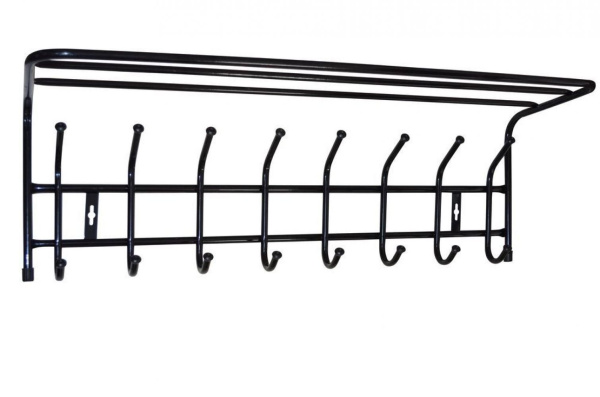 Вешалка настенная 8 крючков ВП8/Ч с полкой черный Nika