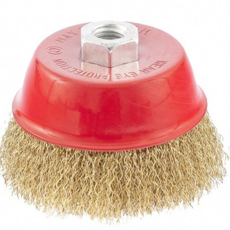 Щетка крацовка для УШМ чашка 100мм проволока витая латунированная Matrix