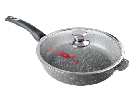 Сковорода ф280 h70 с пласт ручкой с крышкой гранит Горница(41)