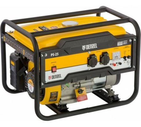 Генератор бензиновый 2,5кВт 15л. ручной стартер PS-25 Denzel