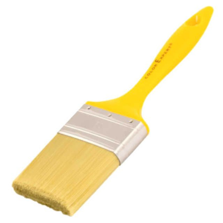 Кисть плоская 70х 6мм пластиковая ручка смешанный ворс желтая Color Expert