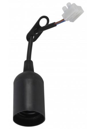 Патрон подвесной пластиковый Е27 с клеммной колодкой черный Эра