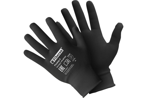 Перчатки полиэстер д/точн.работ черные M Fiberon