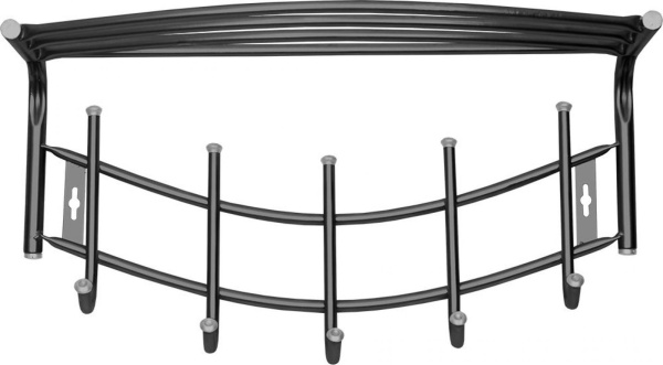 Вешалка настенная 5 крючков ВНП4Д/Ч с полкой черный Премиум 4 Nika